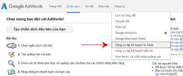 Chọn công cụ tìm từ khóa Chọn công cụ tìm từ khóa