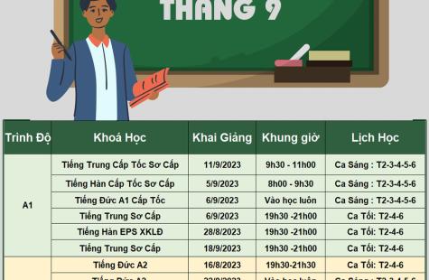 Lịch Khai Giảng Ngoại Ngữ AMANDA Hải Phòng Tháng 9
